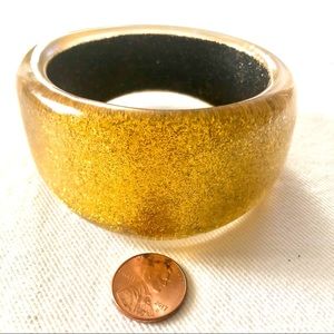 1980’s VINTAGE GLITTER DISCO GOLD CHUNKY CUFF BRACELET FABULOUSLY ON TREND!
